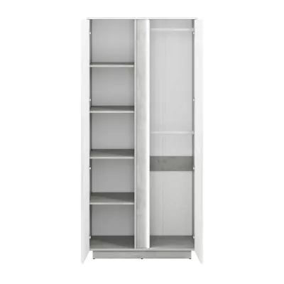 VÝPRODEJ - Šatní skříň FIDES - šířka 92 cm, bílá / stříbrný beton