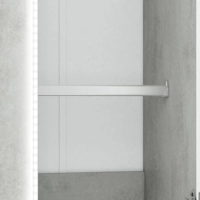 VÝPRODEJ - Šatní skříň FIDES - šířka 92 cm, bílá / stříbrný beton