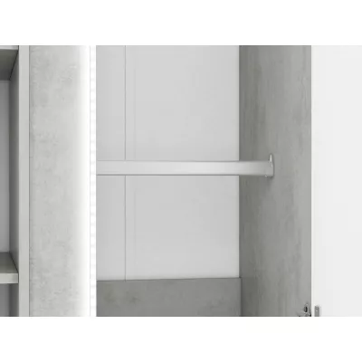 VÝPRODEJ - Šatní skříň FIDES - šířka 92 cm, bílá / stříbrný beton