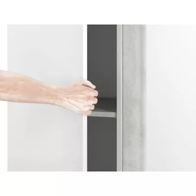 VÝPRODEJ - Šatní skříň FIDES - šířka 92 cm, bílá / stříbrný beton