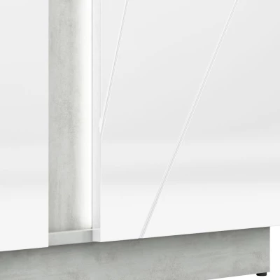 VÝPRODEJ - Šatní skříň FIDES - šířka 92 cm, bílá / stříbrný beton