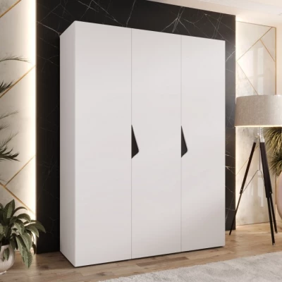 Třídveřová šatní skříň 150 cm AMARIS 1 - bílá / černé úchyty
