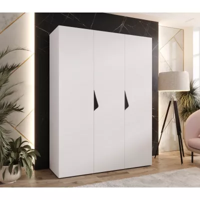 Třídveřová šatní skříň 150 cm AMARIS 1 - bílá / černé úchyty