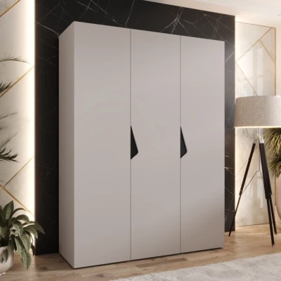 Třídveřová šatní skříň 150 cm AMARIS 1 - kašmír / černé úchyty