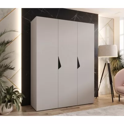 Třídveřová šatní skříň 150 cm AMARIS 1 - kašmír / černé úchyty