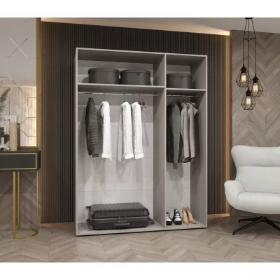 Třídveřová šatní skříň 150 cm AMARIS 1 - kašmír / černé úchyty