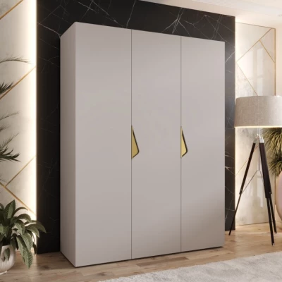 Třídveřová šatní skříň 150 cm AMARIS 1 - kašmír / zlaté úchyty