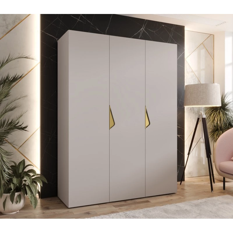 Třídveřová šatní skříň 150 cm AMARIS 1 - kašmír / zlaté úchyty
