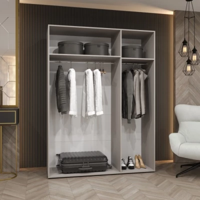 Třídveřová šatní skříň 150 cm AMARIS 1 - bílá / kašmírové úchyty