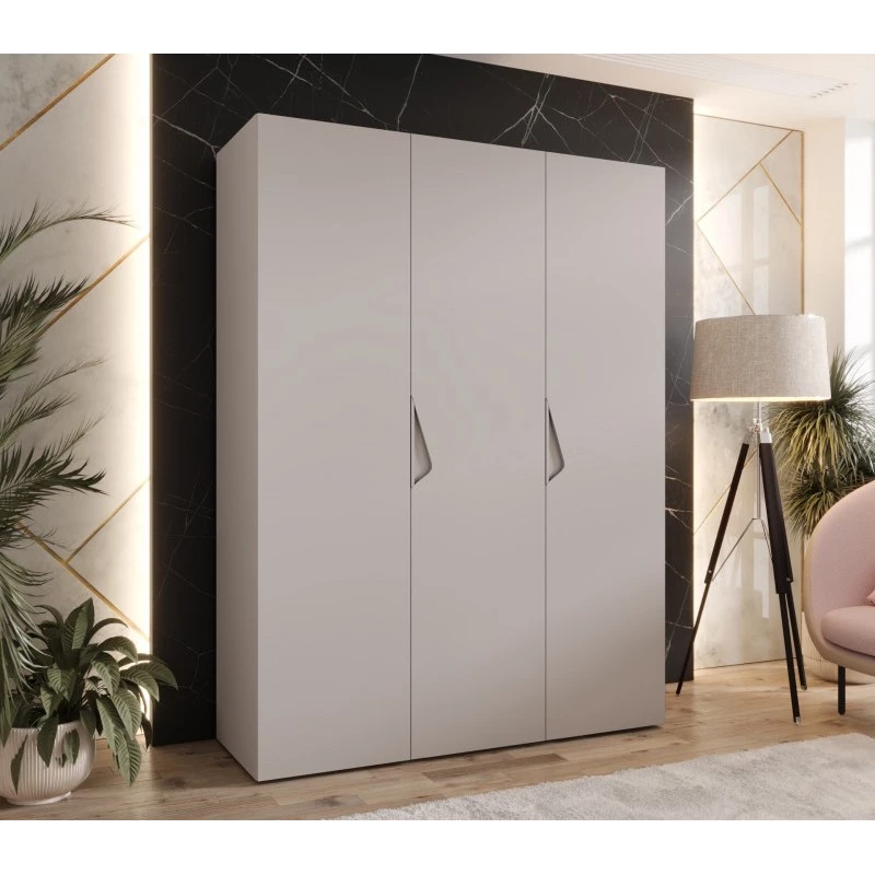 Třídveřová šatní skříň 150 cm AMARIS 1 - kašmír / kašmírové úchyty
