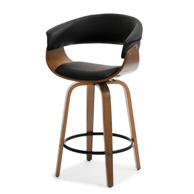 VÝPRODEJ - Designová barová židle MAITE - ořech / černá