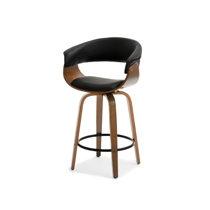 VÝPRODEJ - Designová barová židle MAITE - ořech / černá