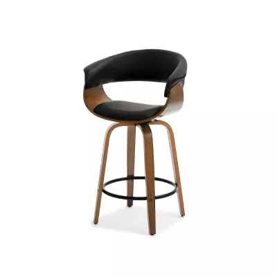 VÝPRODEJ - Designová barová židle MAITE - ořech / černá
