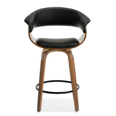 VÝPRODEJ - Designová barová židle MAITE - ořech / černá