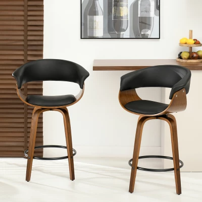 VÝPRODEJ - Designová barová židle MAITE - ořech / černá