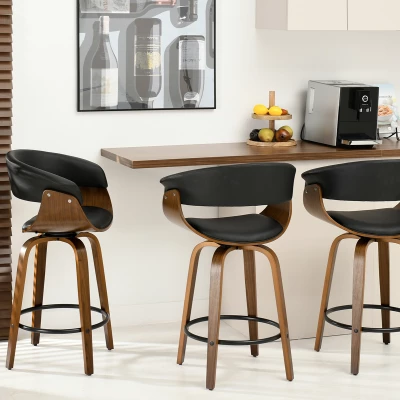 VÝPRODEJ - Designová barová židle MAITE - ořech / černá