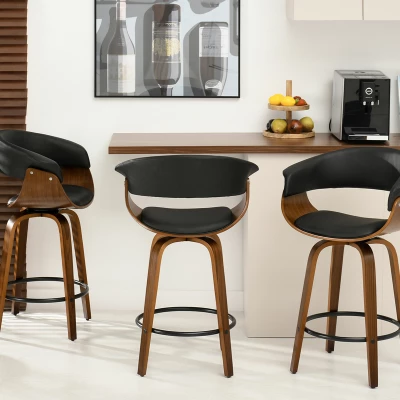 VÝPRODEJ - Designová barová židle MAITE - ořech / černá