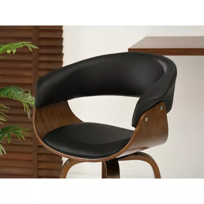 VÝPRODEJ - Designová barová židle MAITE - ořech / černá