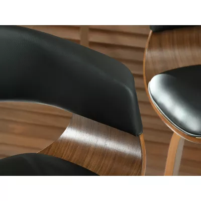 VÝPRODEJ - Designová barová židle MAITE - ořech / černá