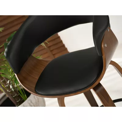 VÝPRODEJ - Designová barová židle MAITE - ořech / černá