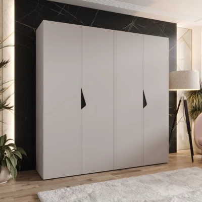 Čtyřdveřová šatní skříň 200 cm AMARIS 1 - kašmír / černé úchyty