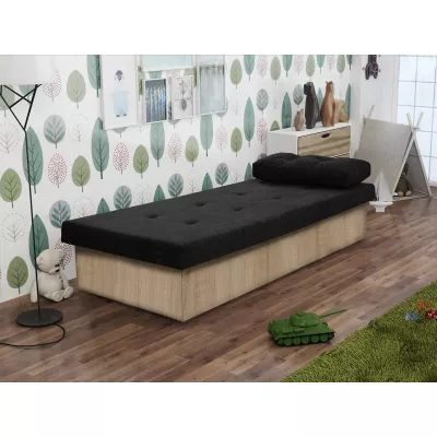 VÝPRODEJ - Dětská válenda s úložným prostorem 80x190 SENOMA 1 - dub sonoma / černá