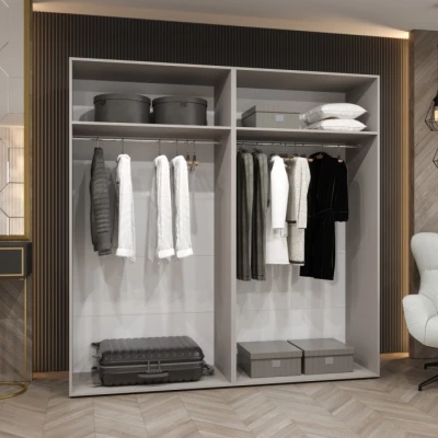 Čtyřdveřová šatní skříň 200 cm AMARIS 1 - kašmír / zlaté úchyty