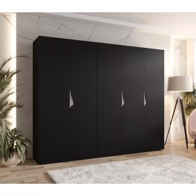 Široká šatní skříň 250 cm AMARIS 1 - černá / kašmírové úchyty