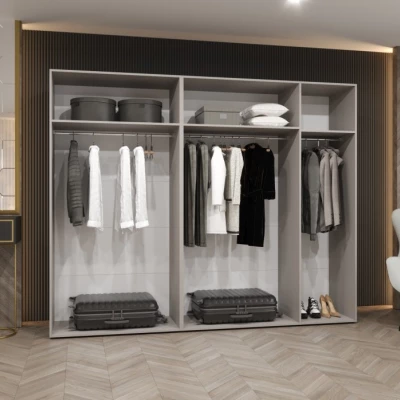 Široká šatní skříň 250 cm AMARIS 1 - kašmír / kašmírové úchyty