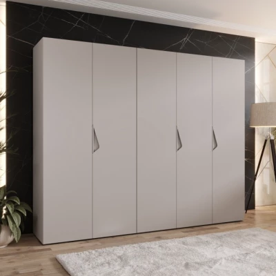 Široká šatní skříň 250 cm AMARIS 1 - kašmír / kašmírové úchyty