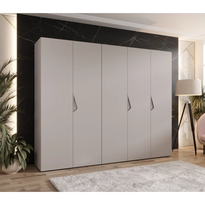 Široká šatní skříň 250 cm AMARIS 1 - kašmír / kašmírové úchyty