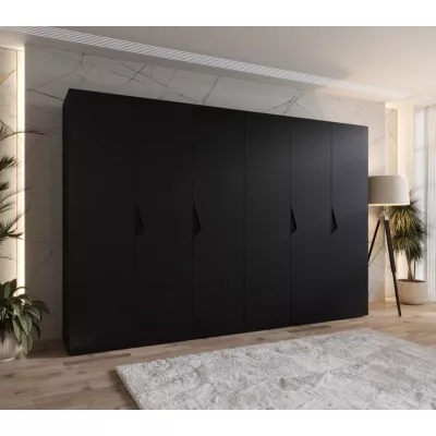 Elegantní šatní skříň 300 cm AMARIS 1 - černá / černé úchyty