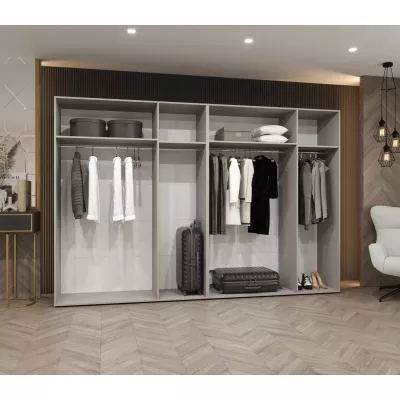 Elegantní šatní skříň 300 cm AMARIS 1 - černá / zlaté úchyty