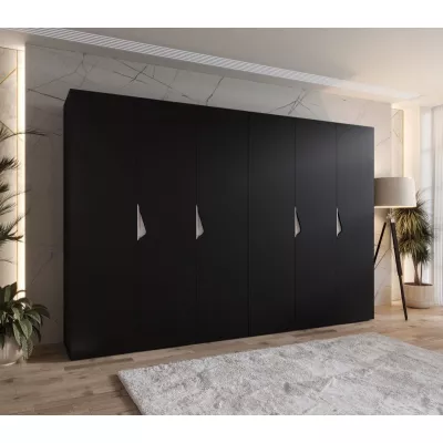 Elegantní šatní skříň 300 cm AMARIS 1 - černá / kašmírové úchyty