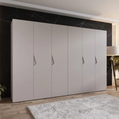 Elegantní šatní skříň 300 cm AMARIS 1 - kašmír / kašmírové úchyty