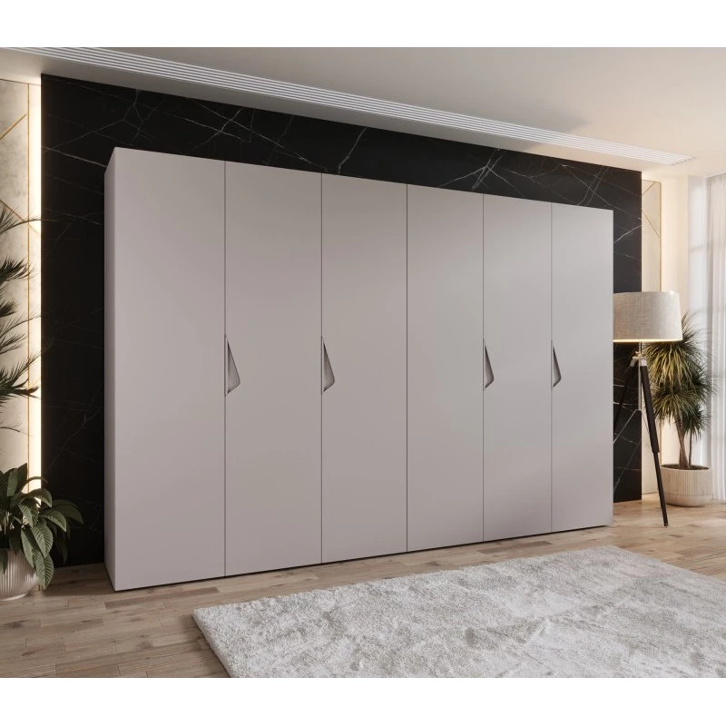 Elegantní šatní skříň 300 cm AMARIS 1 - kašmír / kašmírové úchyty