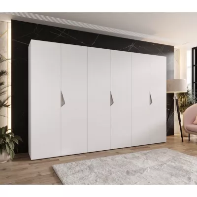 Velká šatní skříň 300 cm AMARIS 1 - bílá / kašmírové úchyty
