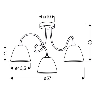 Moderní stropní tříramenné osvětlení ELF - 3xE14, 40W, chromované / bílé