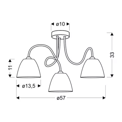 Moderní stropní tříramenné osvětlení ELF - 3xE14, 40W, chromované / bílé
