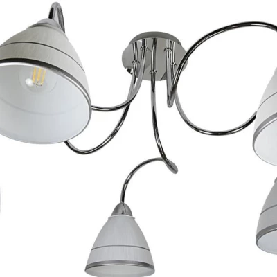 Moderní stropní pětiramenné osvětlení ELF - 5xE14, 40W, chromované / bílé