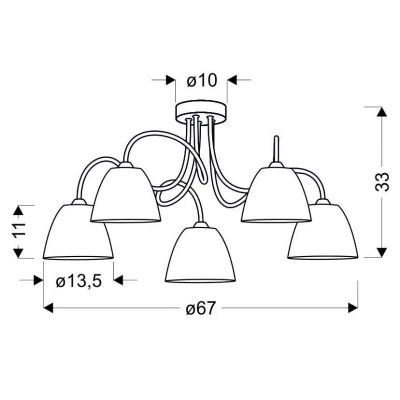 Moderní stropní pětiramenné osvětlení ELF - 5xE14, 40W, chromované / bílé