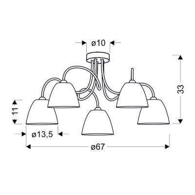Moderní stropní pětiramenné osvětlení ELF - 5xE14, 40W, chromované / bílé
