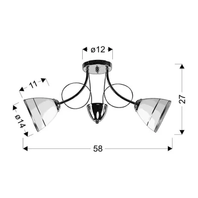 Moderní tříramenné stropní osvětlení ELOTTE - 2xE27, 40W, chromované / bílé
