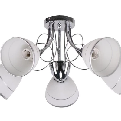 Moderní pětiramenné stropní osvětlení ELOTTE - 5xE27, 40W, chromované / bílé