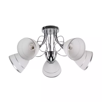 Moderní pětiramenné stropní osvětlení ELOTTE - 5xE27, 40W, chromované / bílé