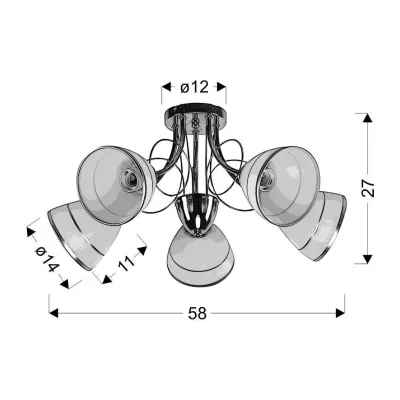 Moderní pětiramenné stropní osvětlení ELOTTE - 5xE27, 40W, chromované / bílé