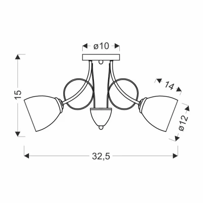 Moderní tříramenné stropní osvětlení ELOTTE - 3xE27, 40W, chromované / bílé