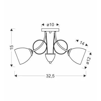 Moderní tříramenné stropní osvětlení ELOTTE - 3xE27, 40W, chromované / bílé