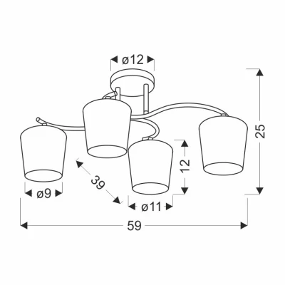 Moderní stropní osvětlení ESNYR - 4xE27, 40W, chromované / černé / bílé