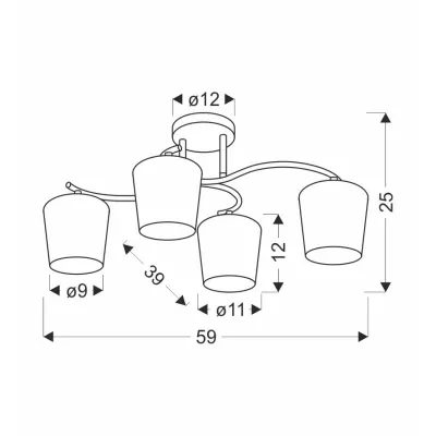 Moderní stropní osvětlení ESNYR - 4xE27, 40W, chromované / černé / bílé
